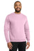 Port & Company PC78 Mens Core Pill Resistant Fleece Crewneck Sweatshirt Cherry Blossom Pink Model Front