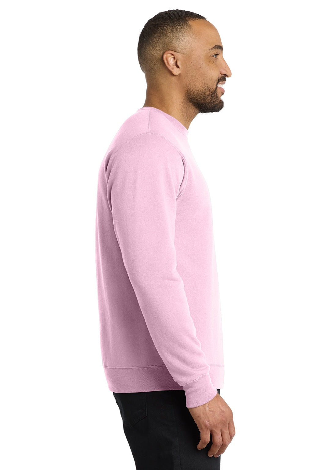 Port & Company PC78 Mens Core Pill Resistant Fleece Crewneck Sweatshirt Cherry Blossom Pink Model Side