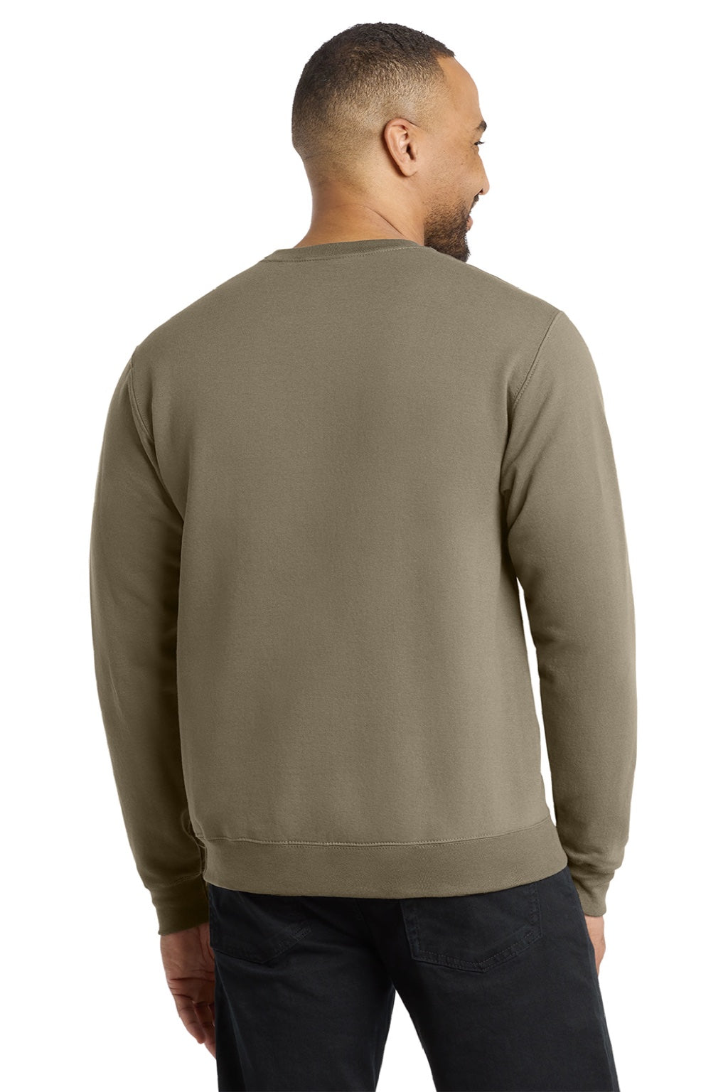 Port & Company PC78 Mens Core Pill Resistant Fleece Crewneck Sweatshirt Coyote Brown Model Back