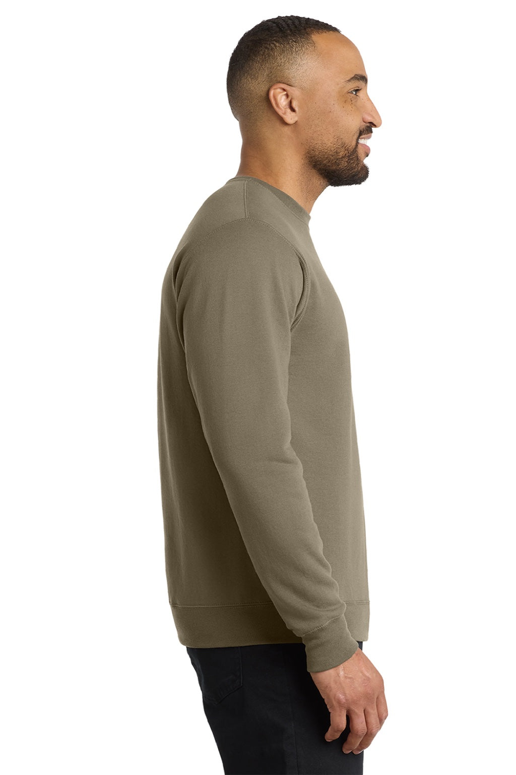 Port & Company PC78 Mens Core Pill Resistant Fleece Crewneck Sweatshirt Coyote Brown Model Side
