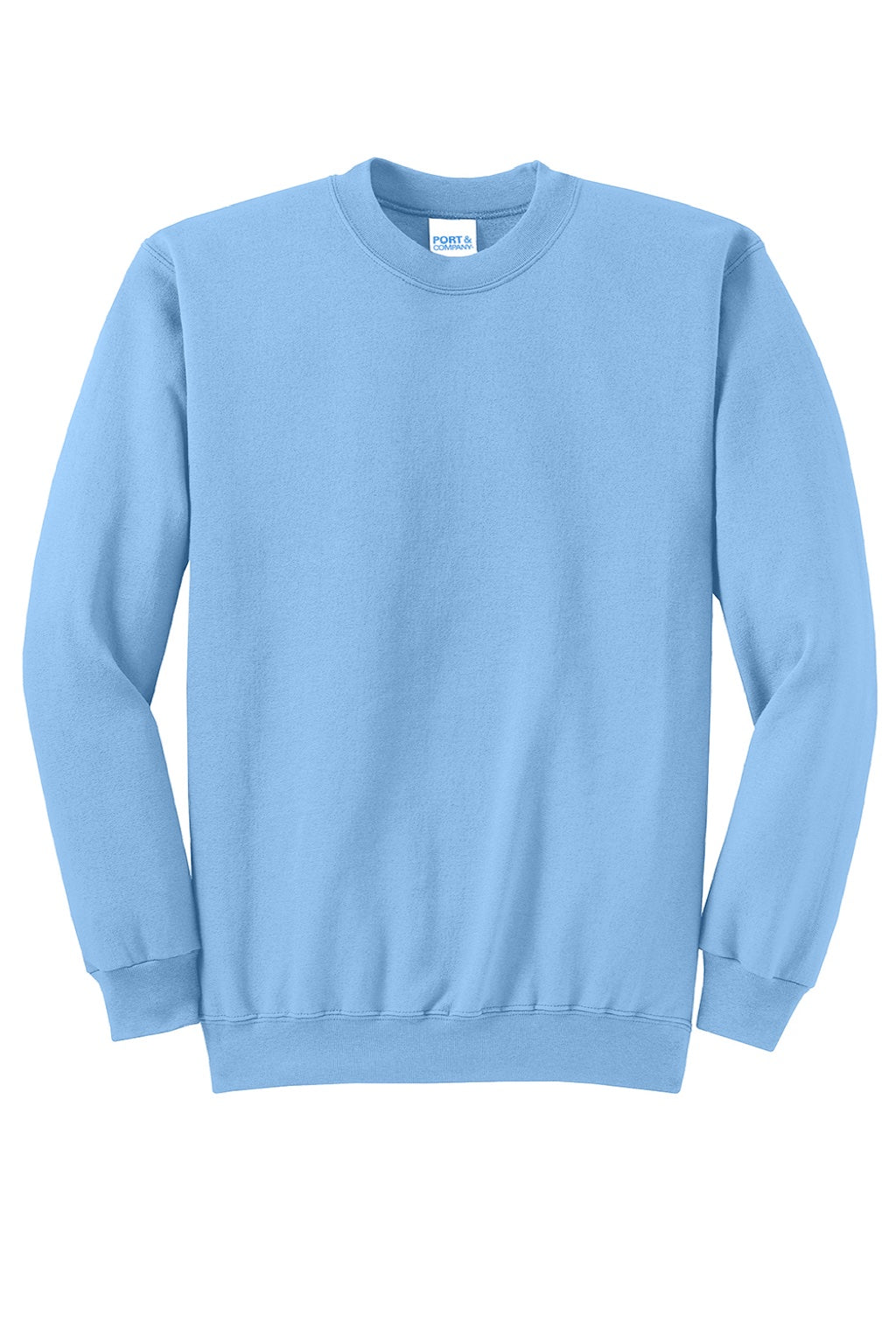 Port & Company PC78 Mens Core Pill Resistant Fleece Crewneck Sweatshirt Light Blue Flat Front