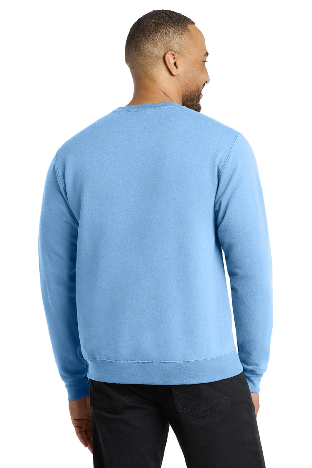 Port & Company PC78 Mens Core Pill Resistant Fleece Crewneck Sweatshirt Light Blue Model Back