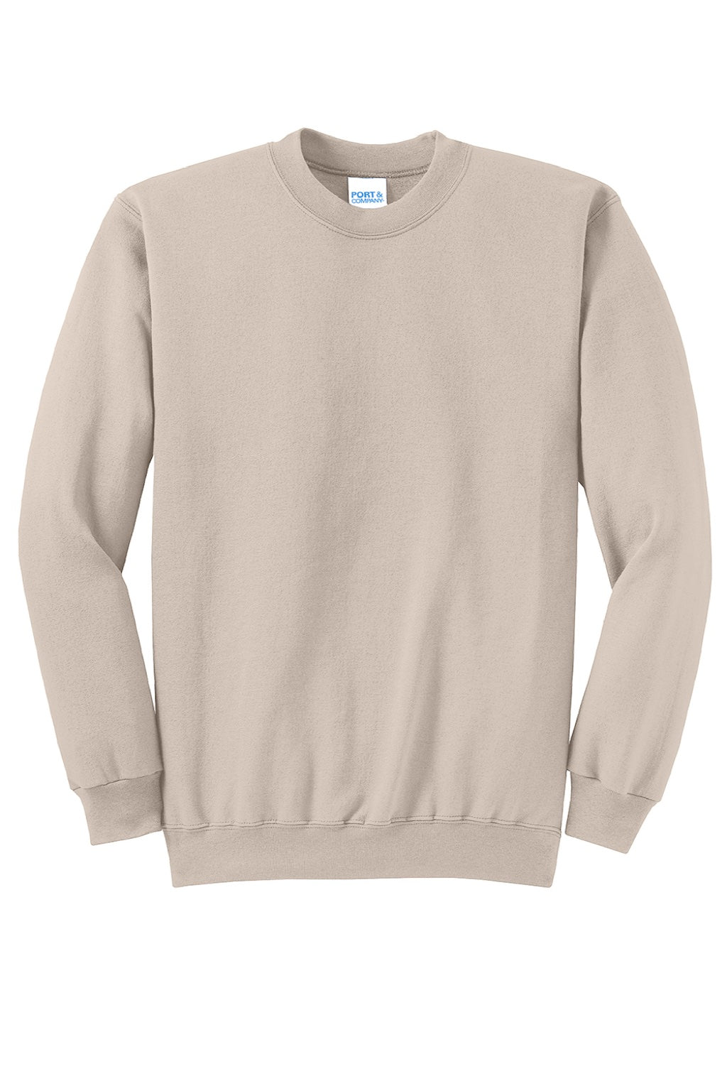 Port & Company PC78 Mens Core Pill Resistant Fleece Crewneck Sweatshirt Light Sand Brown Flat Front