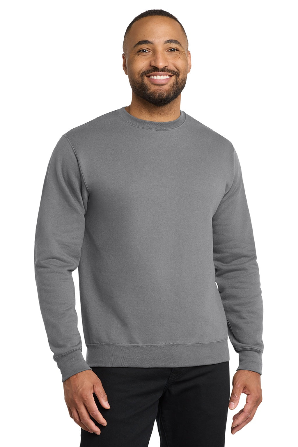 Port & Company PC78 Mens Core Pill Resistant Fleece Crewneck Sweatshirt Medium Grey Model Front