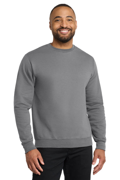 Port & Company PC78 Mens Core Pill Resistant Fleece Crewneck Sweatshirt Medium Grey Model Front