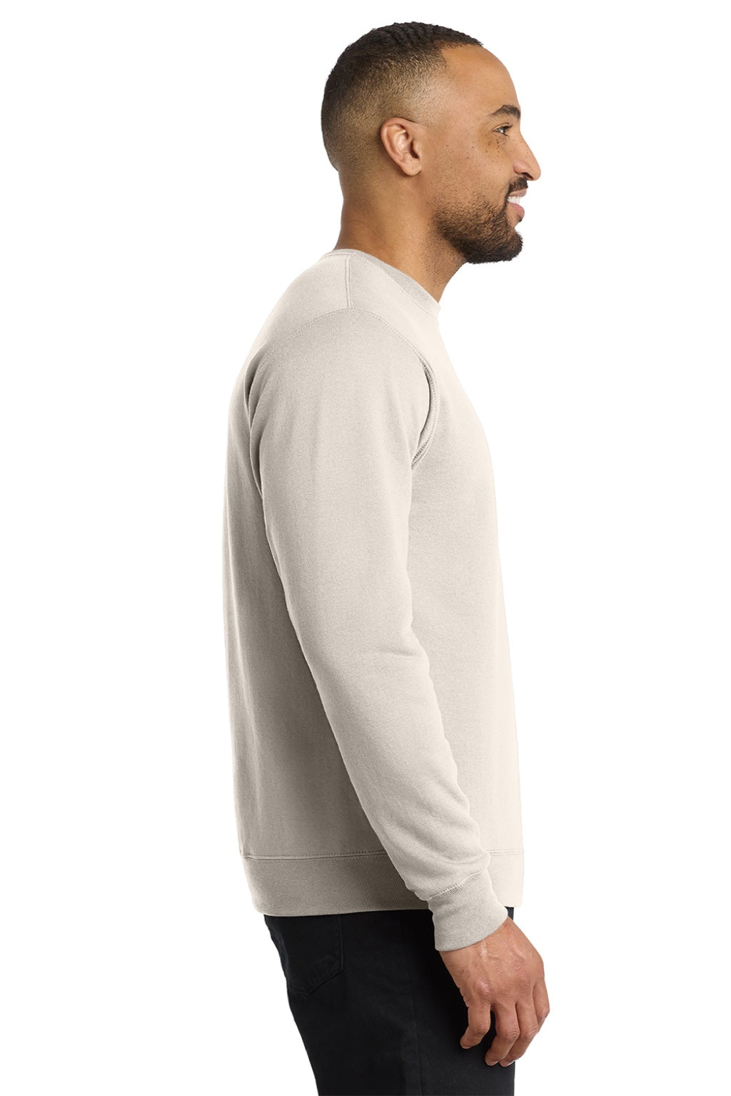 Port & Company PC78 Mens Core Pill Resistant Fleece Crewneck Sweatshirt Natural Model Side
