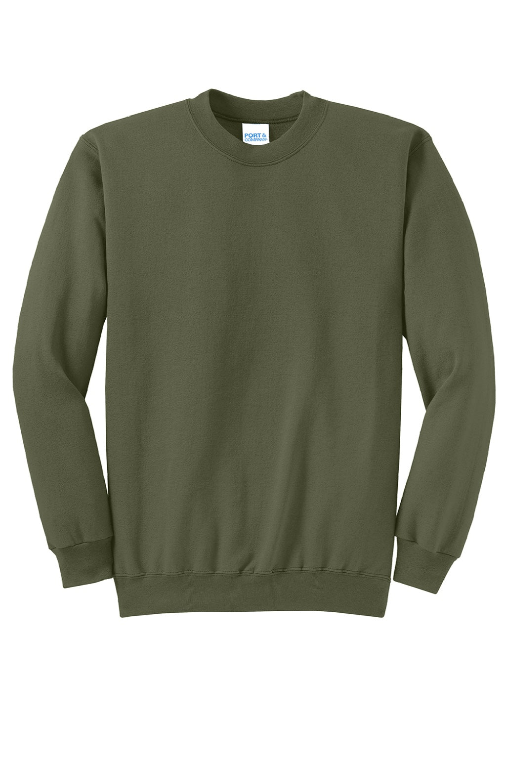 Port & Company PC78 Mens Core Pill Resistant Fleece Crewneck Sweatshirt Olive Drab Green Flat Front