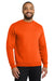 Port & Company PC78 Mens Core Pill Resistant Fleece Crewneck Sweatshirt Safety Orange Model Front