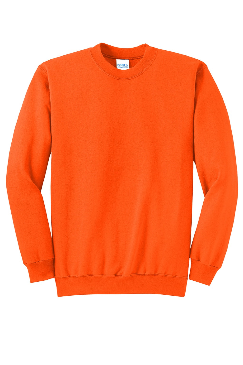 Port & Company PC78 Mens Core Pill Resistant Fleece Crewneck Sweatshirt Safety Orange Flat Front