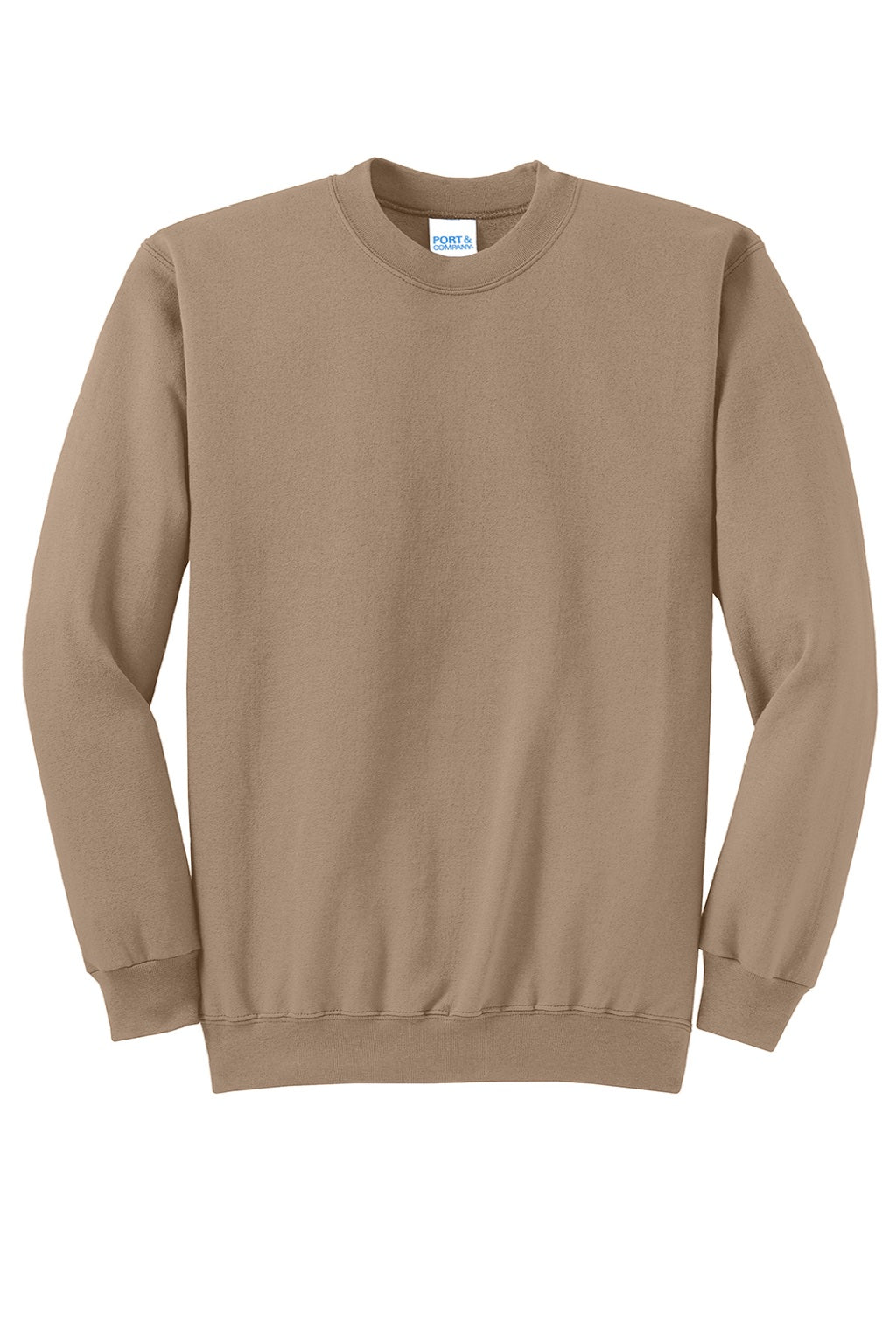 Port & Company PC78 Mens Core Pill Resistant Fleece Crewneck Sweatshirt Sand Brown Flat Front