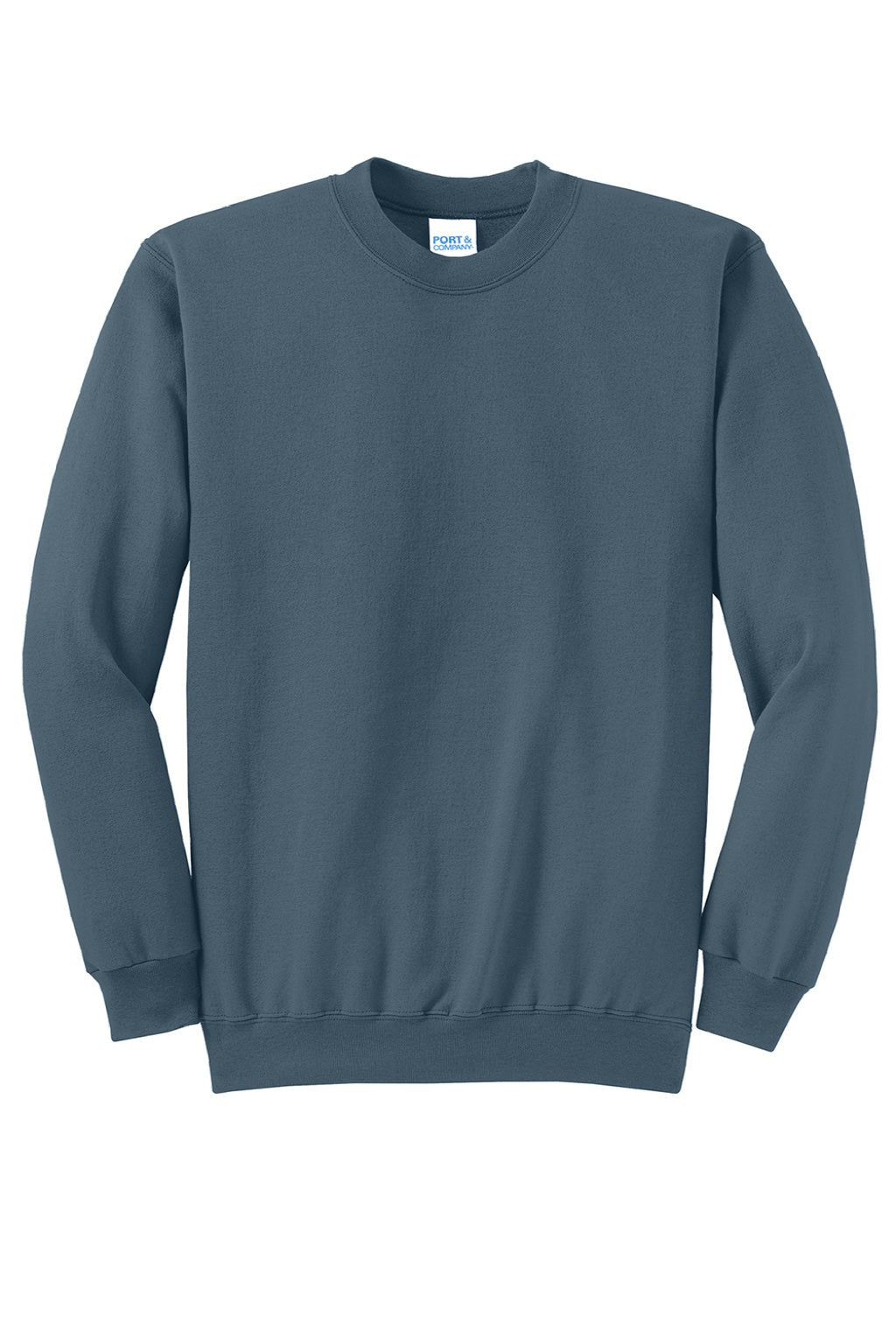 Port & Company PC78 Mens Core Pill Resistant Fleece Crewneck Sweatshirt Steel Blue Flat Front