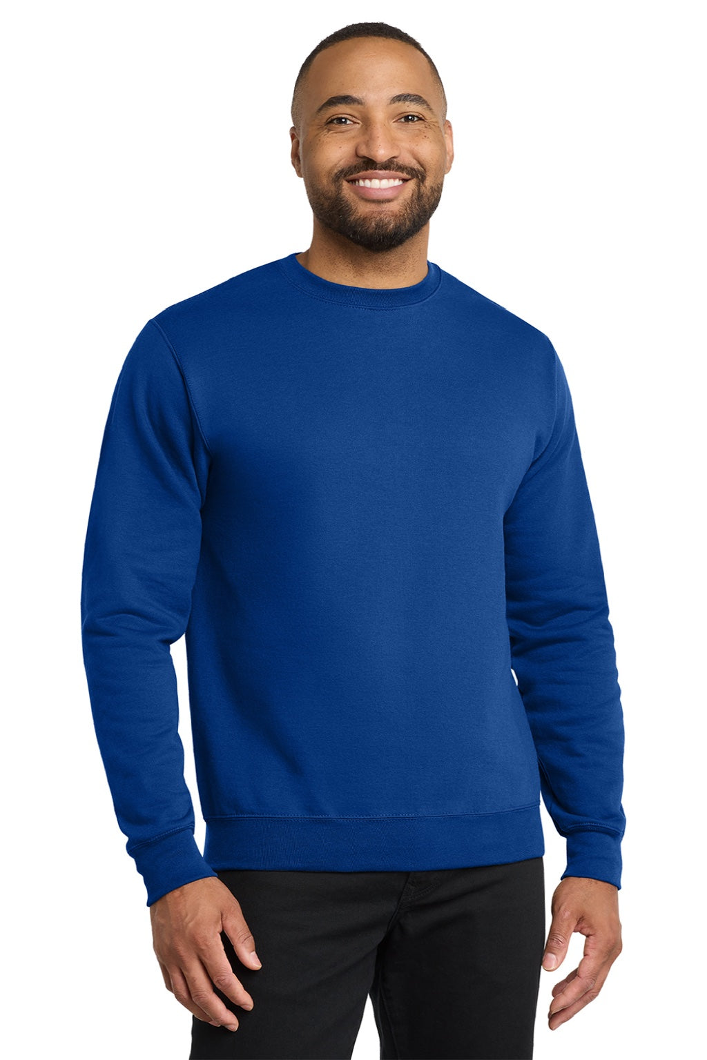 Port & Company PC78 Mens Core Pill Resistant Fleece Crewneck Sweatshirt True Royal Blue Model Front