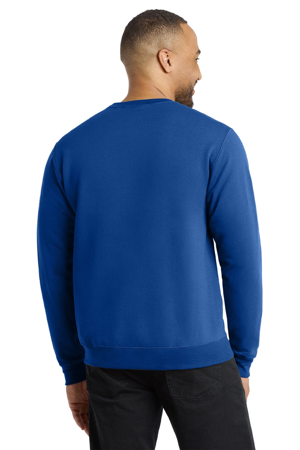 Port & Company PC78 Mens Core Pill Resistant Fleece Crewneck Sweatshirt True Royal Blue Model Back