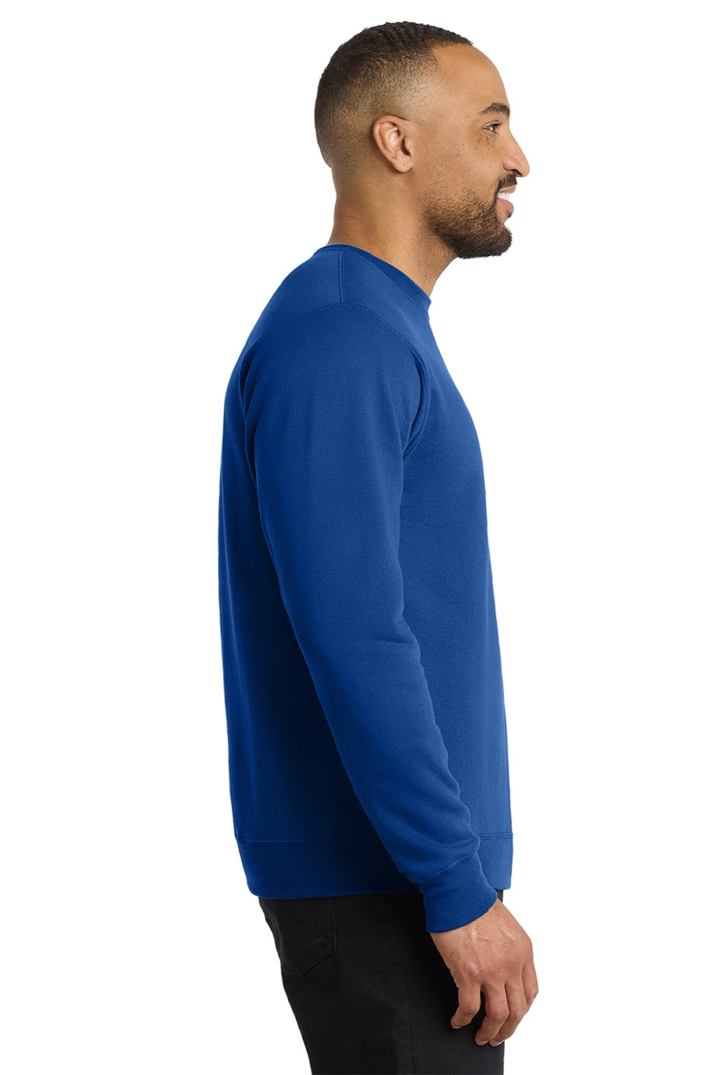 Port & Company PC78 Mens Core Pill Resistant Fleece Crewneck Sweatshirt True Royal Blue Model Side