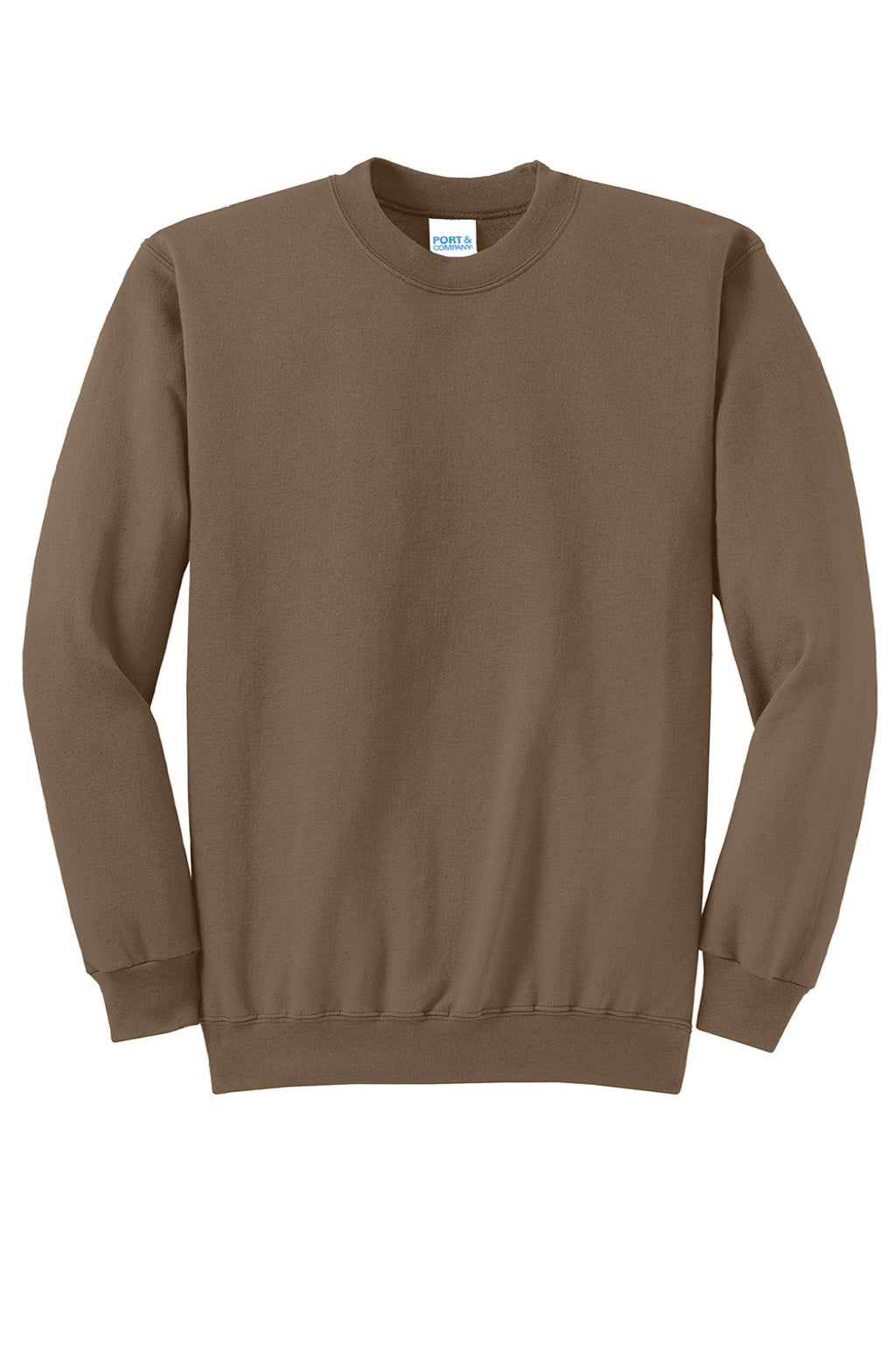 Port & Company PC78 Mens Core Pill Resistant Fleece Crewneck Sweatshirt Woodland Brown Flat Front