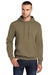 Port & Company PC78H/PC78HT Mens Core Pill Resistant Fleece Hooded Sweatshirt Hoodie w/ Pouch Pocket Coyote Brown Model Front