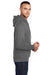 Port & Company PC78H/PC78HT Mens Core Pill Resistant Fleece Hooded Sweatshirt Hoodie w/ Pouch Pocket Heather Graphite Grey Model Side