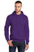 Port & Company PC78H/PC78HT Mens Core Pill Resistant Fleece Hooded Sweatshirt Hoodie w/ Pouch Pocket Team Purple Model Front