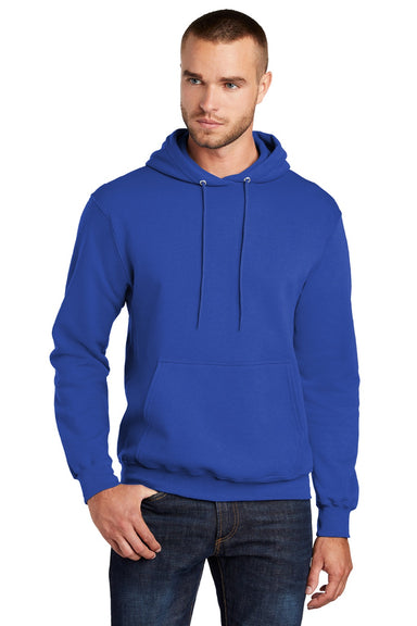 Port & Company PC78H/PC78HT Mens Core Pill Resistant Fleece Hooded Sweatshirt Hoodie w/ Pouch Pocket True Royal Blue Model Front