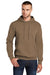 Port & Company PC78H/PC78HT Mens Core Pill Resistant Fleece Hooded Sweatshirt Hoodie w/ Pouch Pocket Woodland Brown Model Front