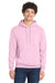 Port & Company PC78H/PC78HT Mens Core Pill Resistant Fleece Hooded Sweatshirt Hoodie w/ Pouch Pocket Cherry Blossom Pink Model Front