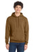 Port & Company PC78H/PC78HT Mens Core Pill Resistant Fleece Hooded Sweatshirt Hoodie w/ Pouch Pocket Duck Brown Model Front