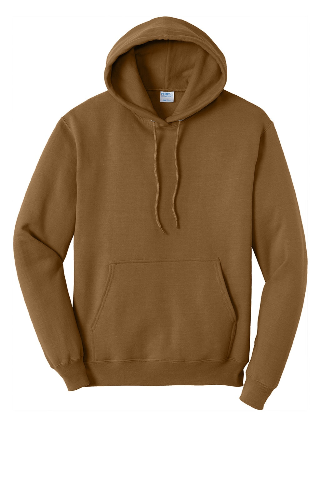 Port & Company PC78H/PC78HT Mens Core Pill Resistant Fleece Hooded Sweatshirt Hoodie w/ Pouch Pocket Duck Brown Flat Front