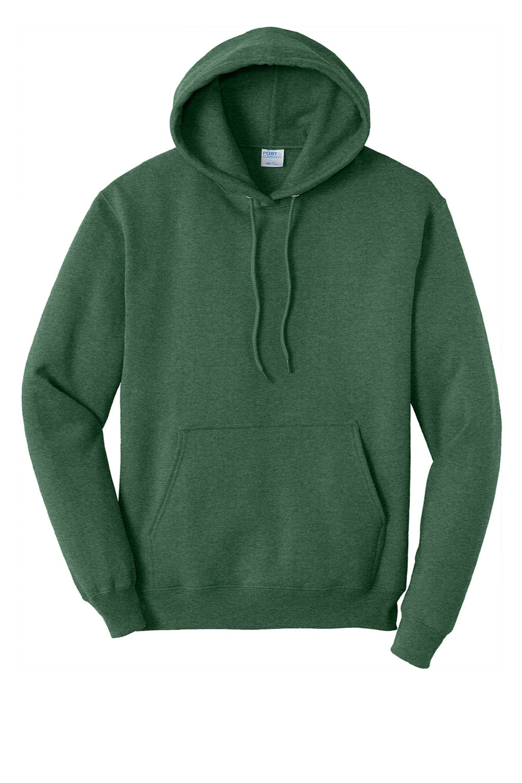Port & Company PC78H/PC78HT Mens Core Pill Resistant Fleece Hooded Sweatshirt Hoodie w/ Pouch Pocket Heather Forest Green Flat Front