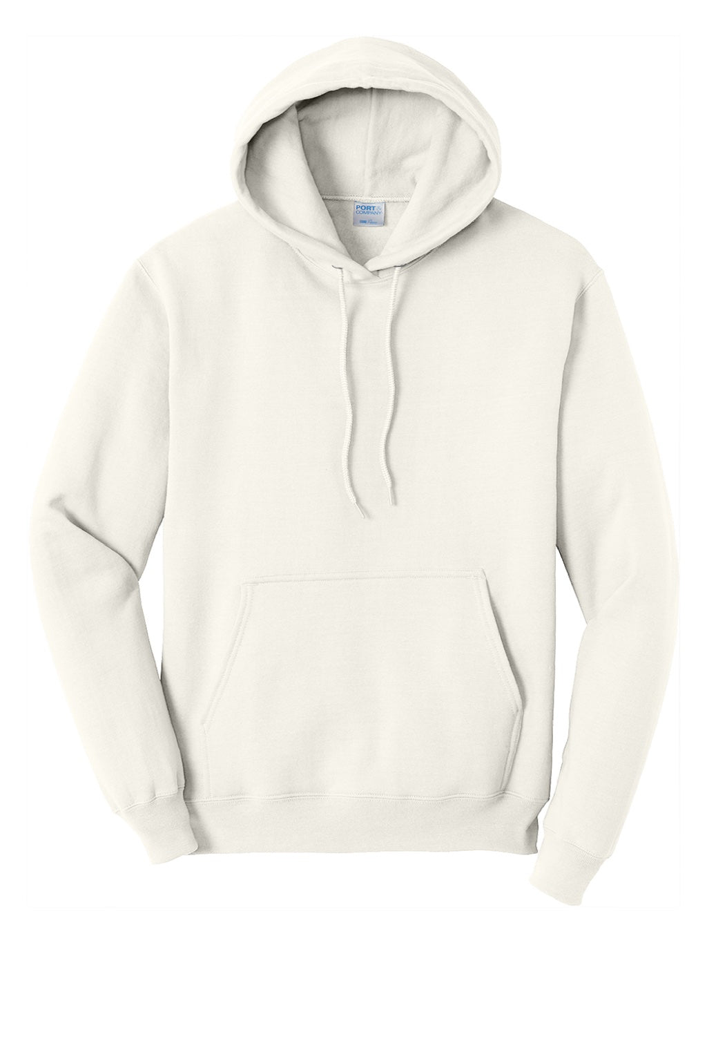 Port & Company PC78H/PC78HT Mens Core Pill Resistant Fleece Hooded Sweatshirt Hoodie w/ Pouch Pocket Ivory Flat Front