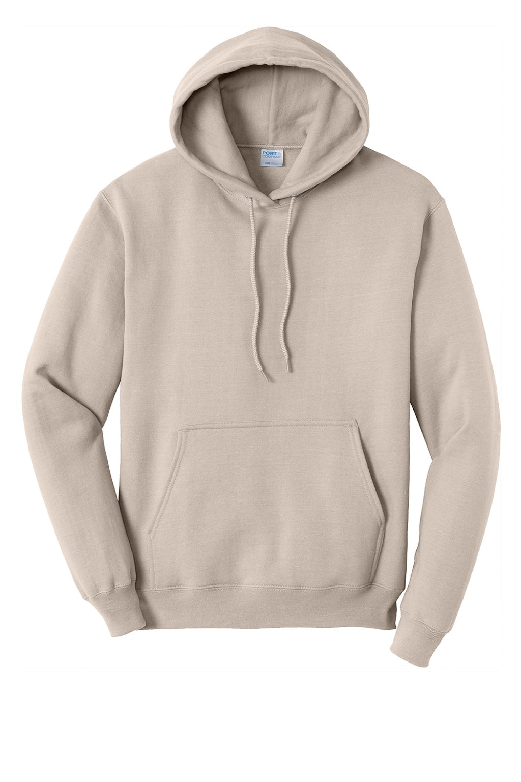 Port & Company PC78H/PC78HT Mens Core Pill Resistant Fleece Hooded Sweatshirt Hoodie w/ Pouch Pocket Light Sand Brown Flat Front