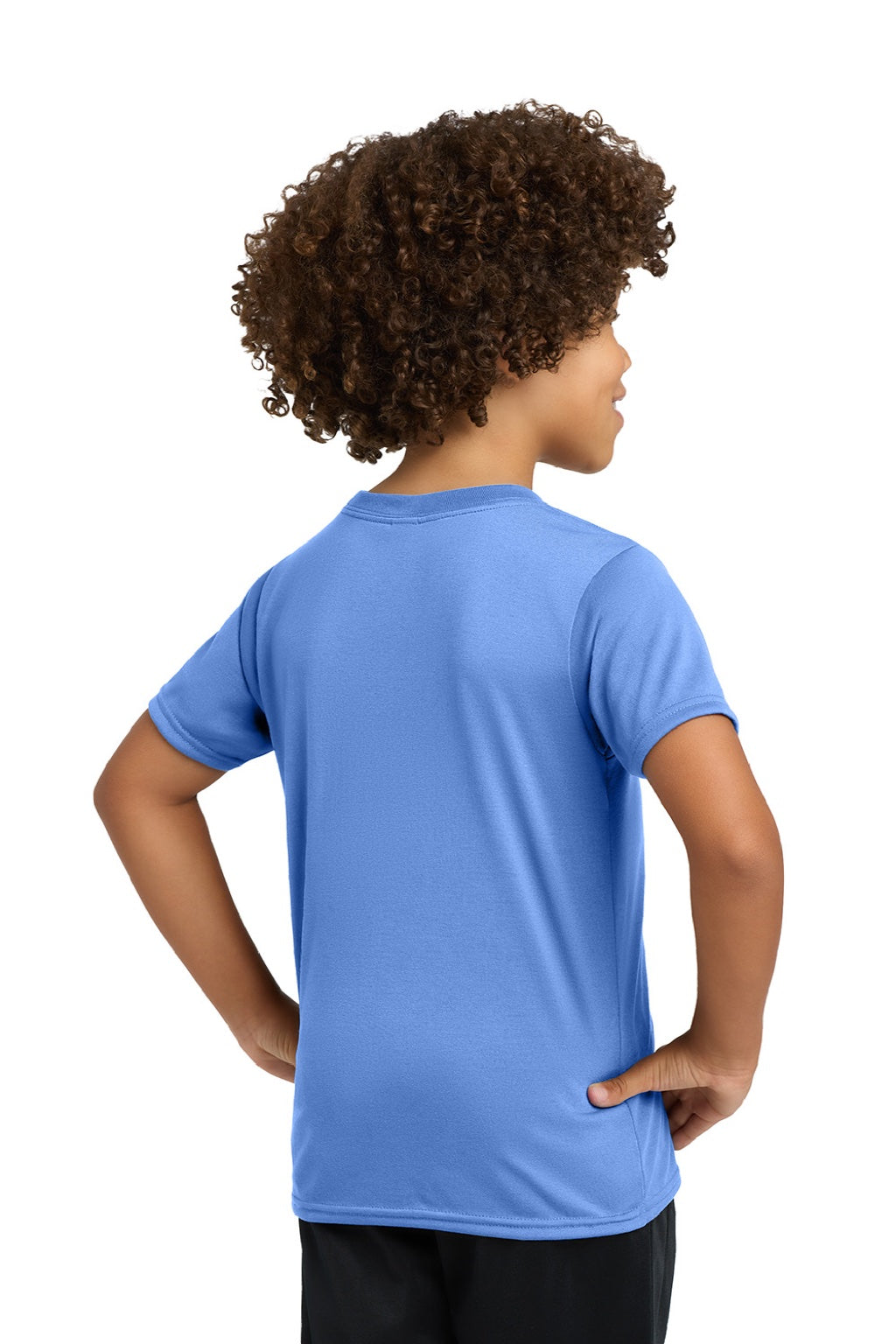 Gildan 42000B Youth Performance Jersey Moisture Wicking Short Sleeve Crewneck T-Shirt Carolina Blue Model Back