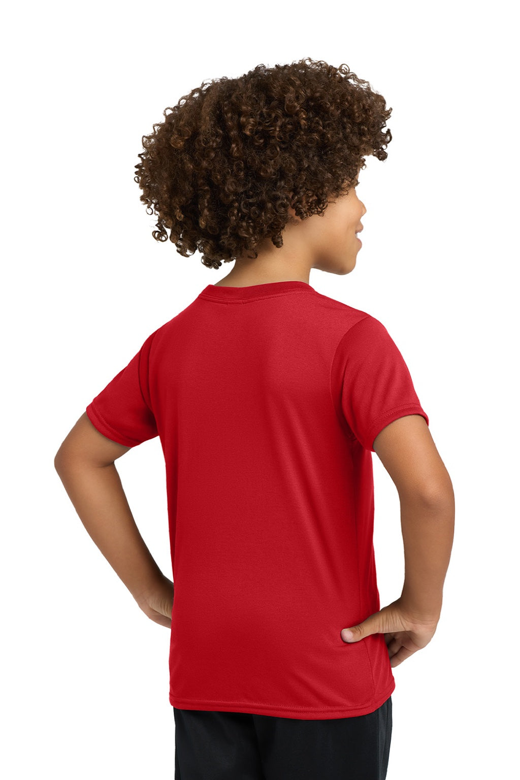 Gildan 42000B Youth Performance Jersey Moisture Wicking Short Sleeve Crewneck T-Shirt Red Model Back