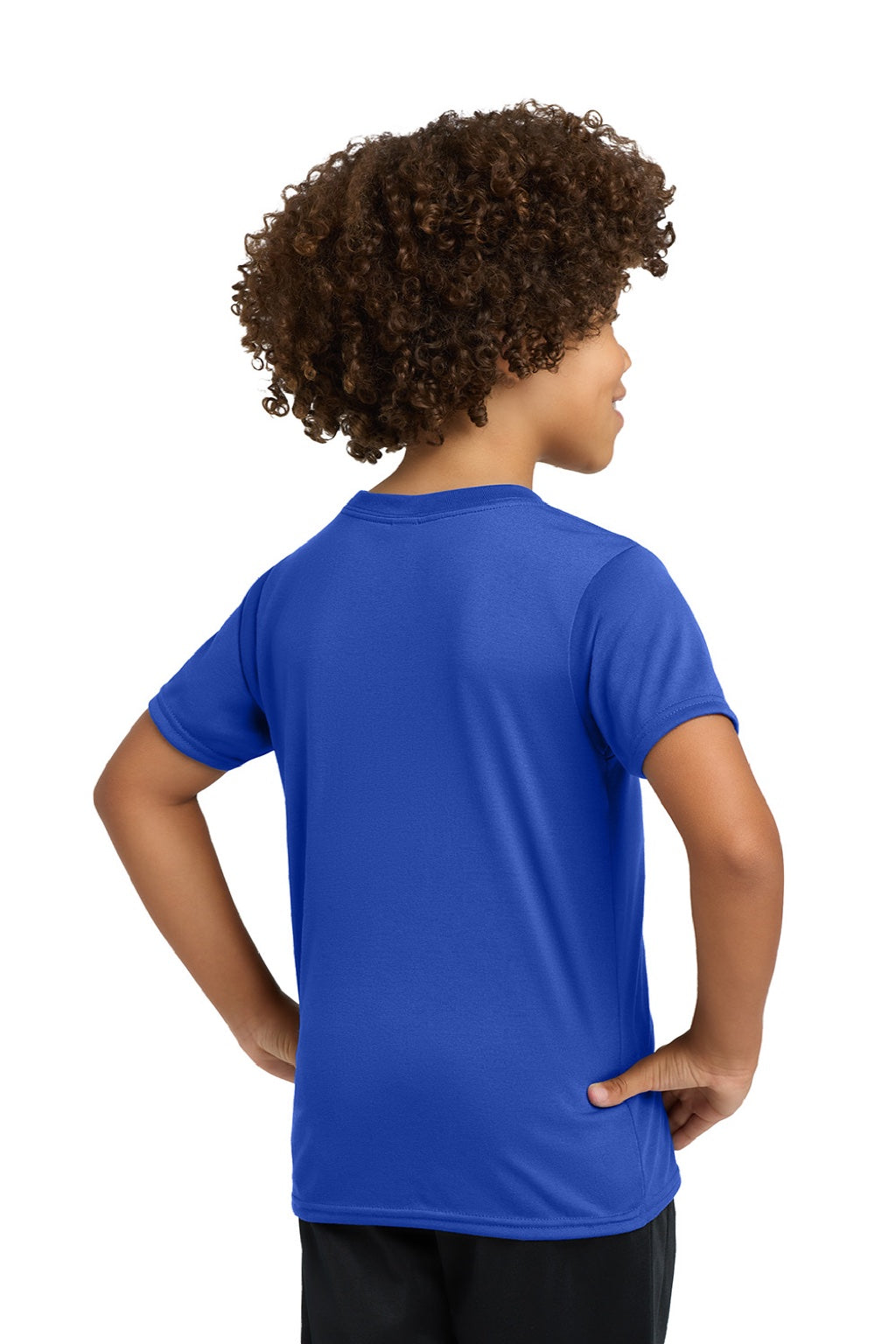 Gildan 42000B Youth Performance Jersey Moisture Wicking Short Sleeve Crewneck T-Shirt Royal Blue Model Back