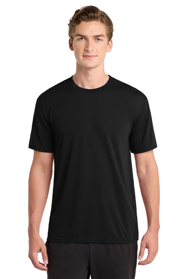 Gildan 42000 Mens Performance Jersey Moisture Wicking Short Sleeve Crewneck T-Shirt Black Model Front