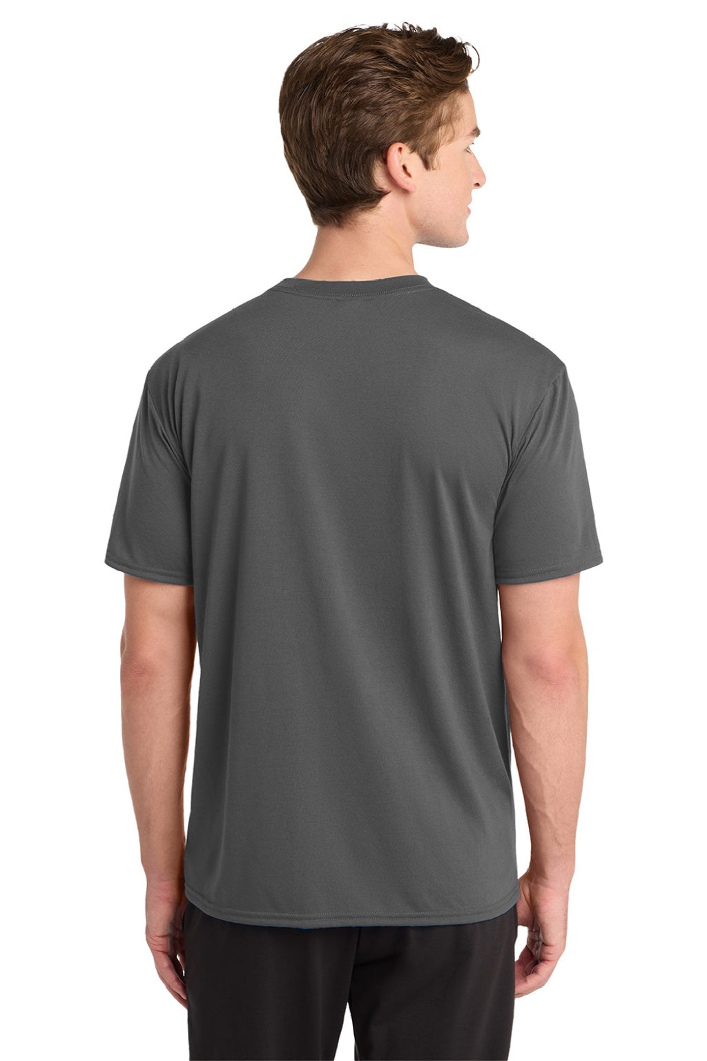 Gildan 42000 Mens Performance Jersey Moisture Wicking Short Sleeve Crewneck T-Shirt Charcoal Grey Model Back