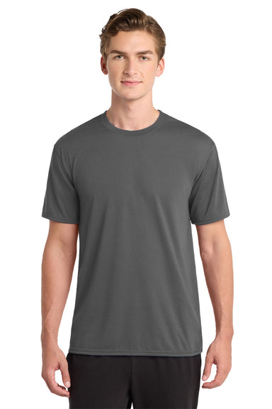 Gildan 42000 Mens Performance Jersey Moisture Wicking Short Sleeve Crewneck T-Shirt Charcoal Grey Model Front