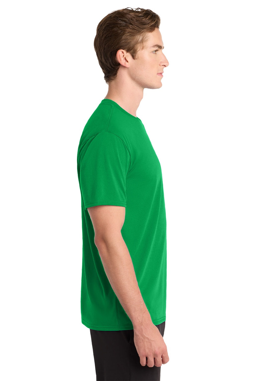 Gildan 42000 Mens Performance Jersey Moisture Wicking Short Sleeve Crewneck T-Shirt Irish Green Model Side