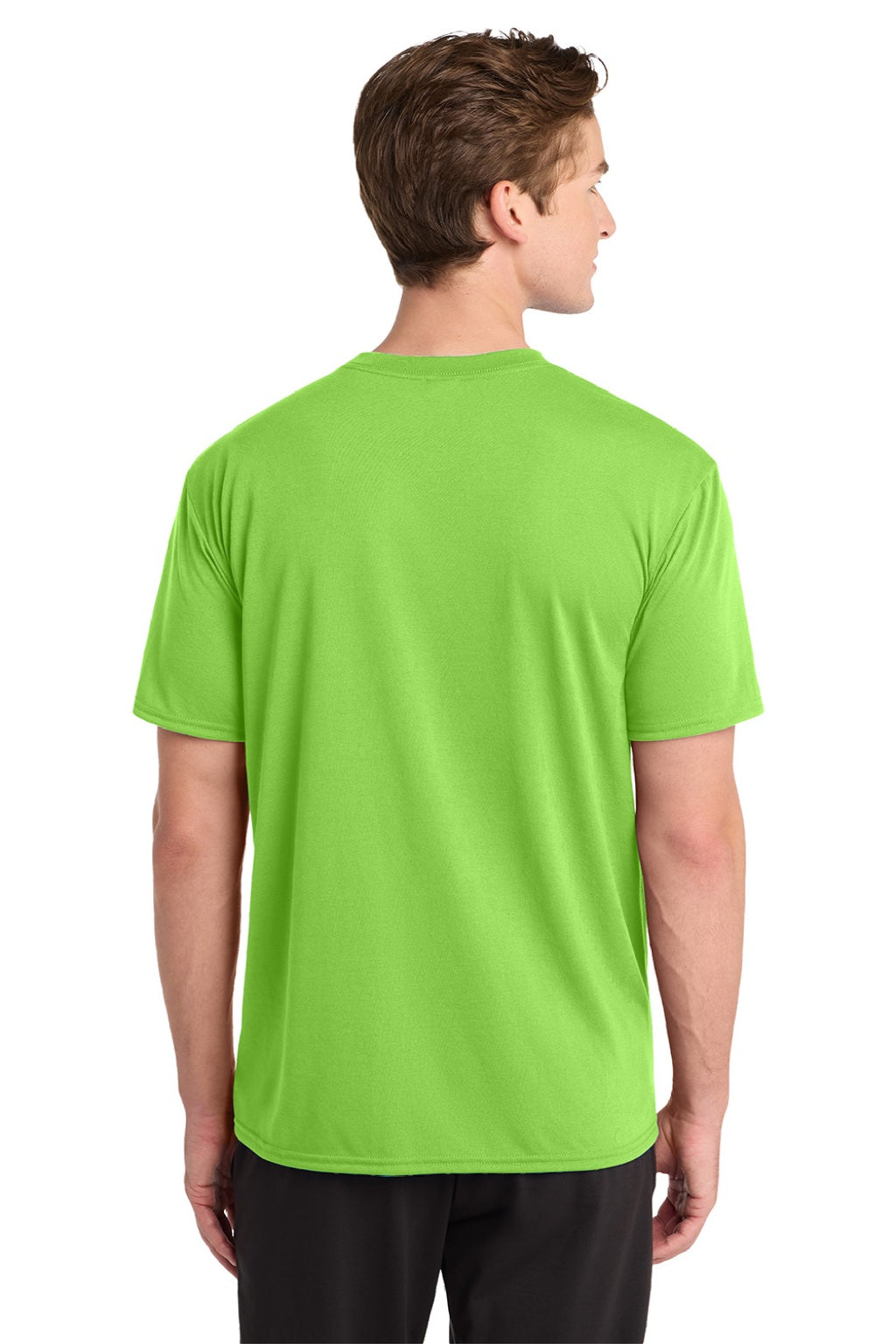 Gildan 42000 Mens Performance Jersey Moisture Wicking Short Sleeve Crewneck T-Shirt Lime Green Model Back