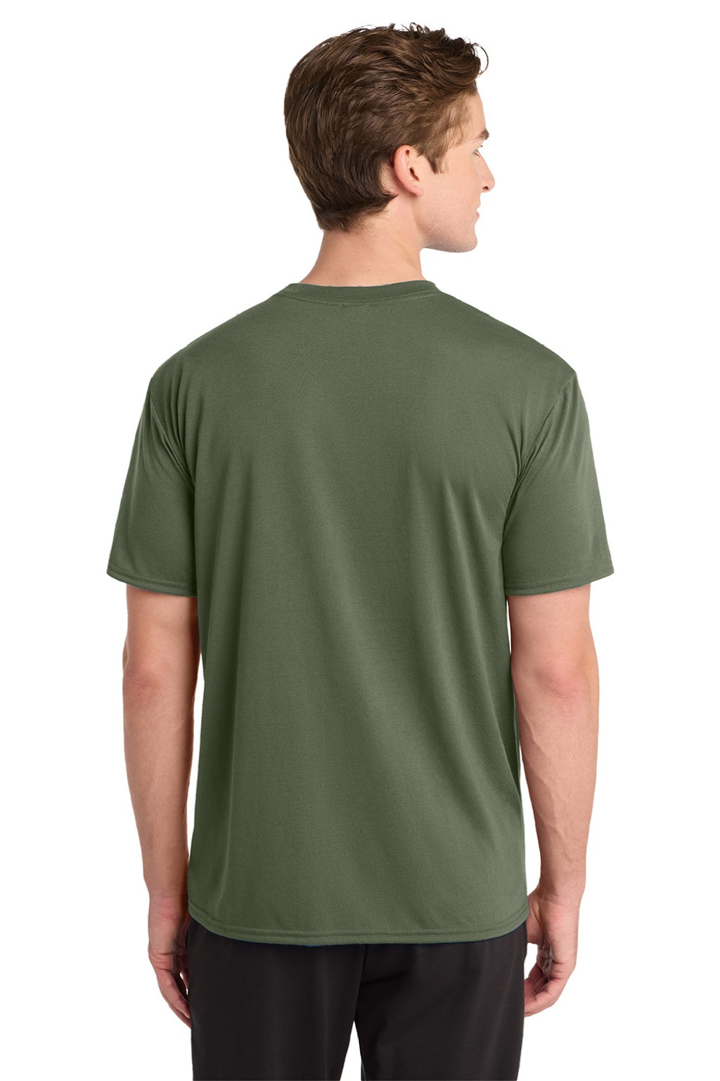 Gildan 42000 Mens Performance Jersey Moisture Wicking Short Sleeve Crewneck T-Shirt Military Green Model Back