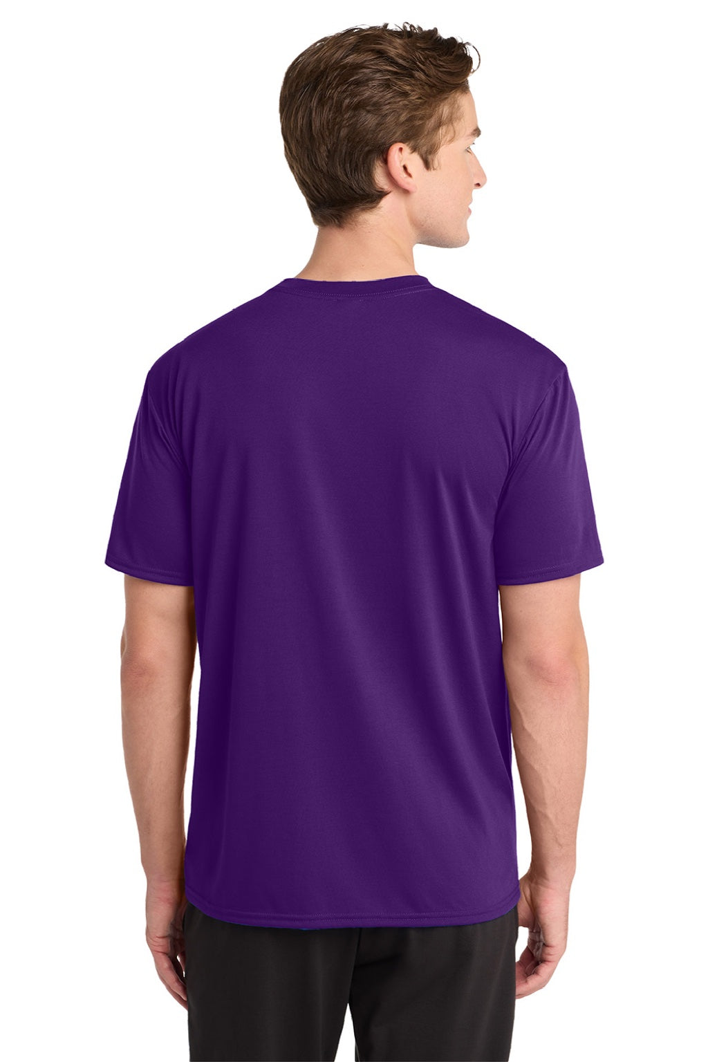 Gildan 42000 Mens Performance Jersey Moisture Wicking Short Sleeve Crewneck T-Shirt Purple Model Back