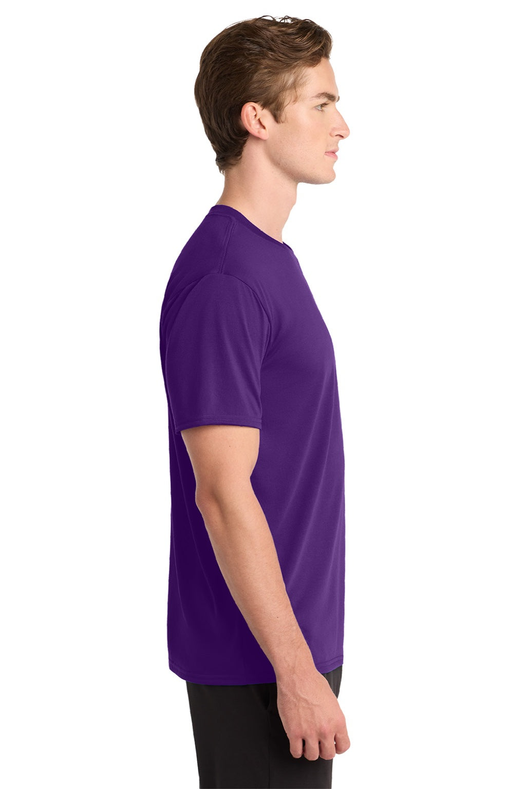 Gildan 42000 Mens Performance Jersey Moisture Wicking Short Sleeve Crewneck T-Shirt Purple Model Side