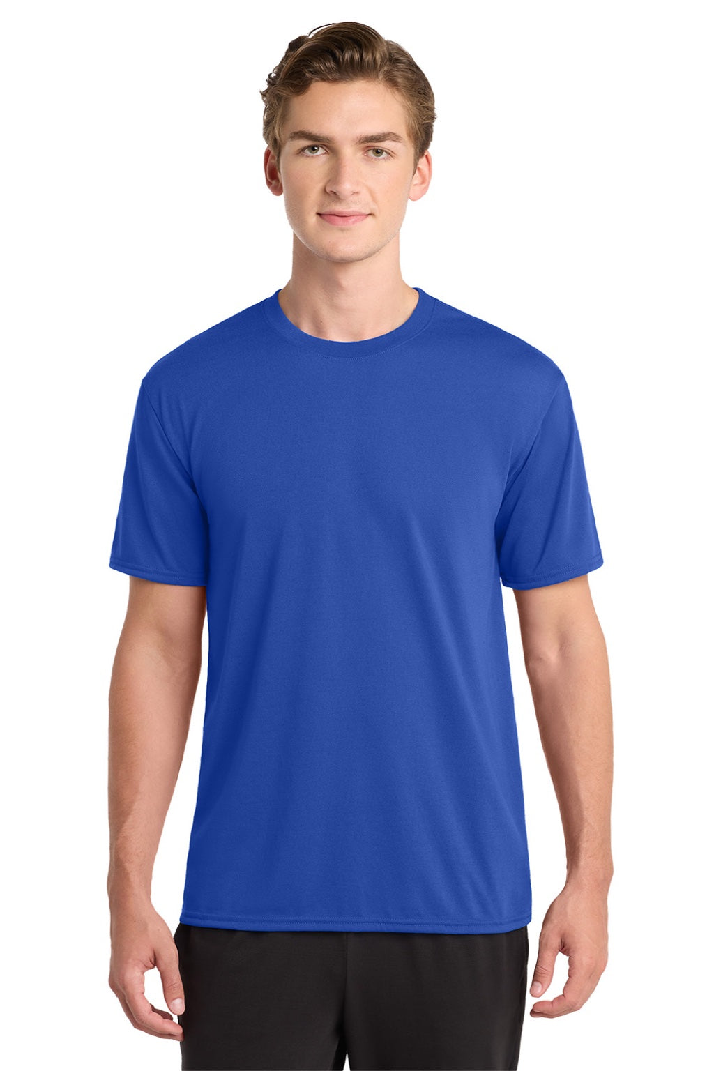Gildan 42000 Mens Performance Jersey Moisture Wicking Short Sleeve Crewneck T-Shirt Royal Blue Model Front
