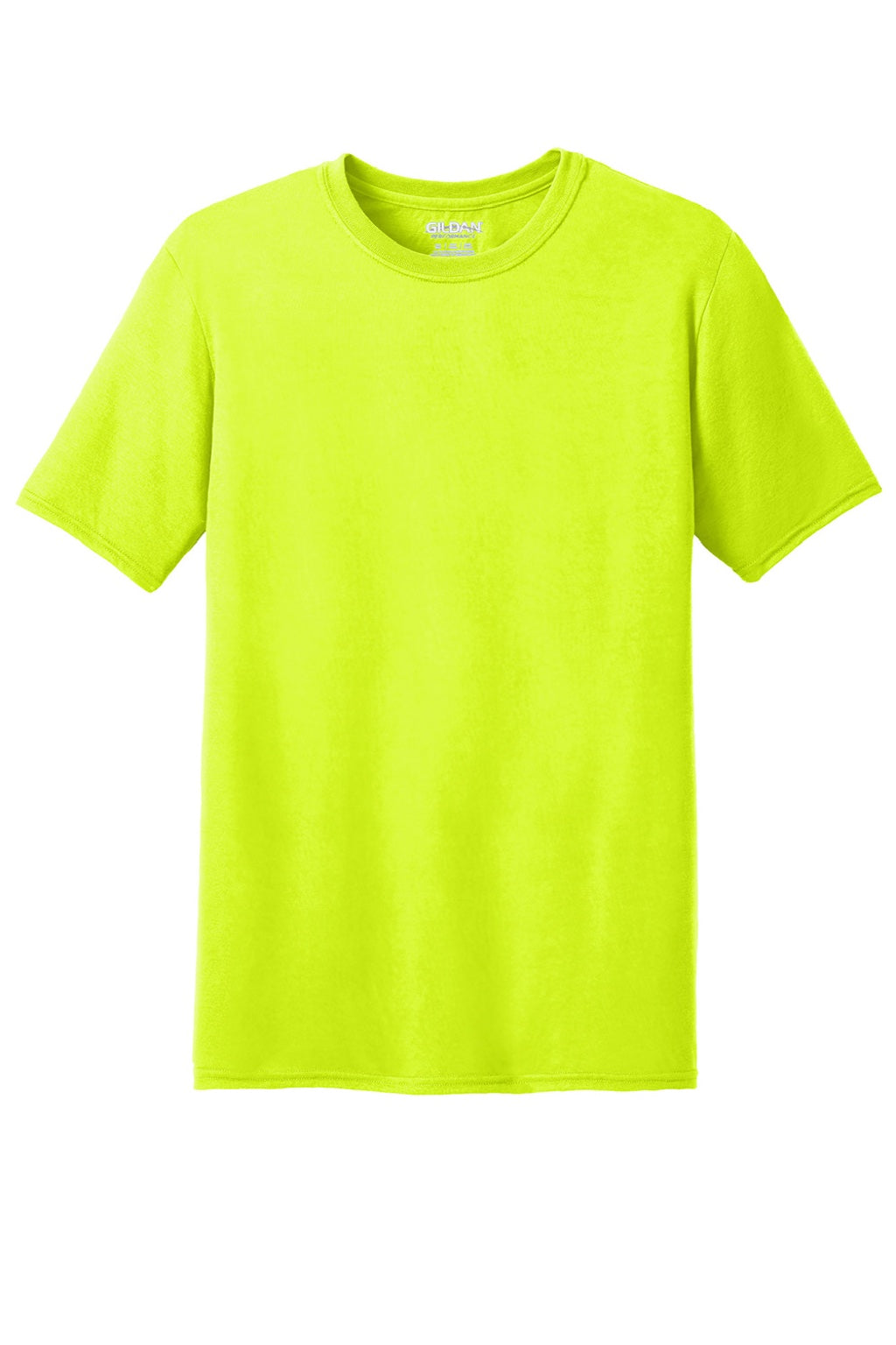 Gildan 42000 Mens Performance Jersey Moisture Wicking Short Sleeve Crewneck T-Shirt Safety Green Flat Front
