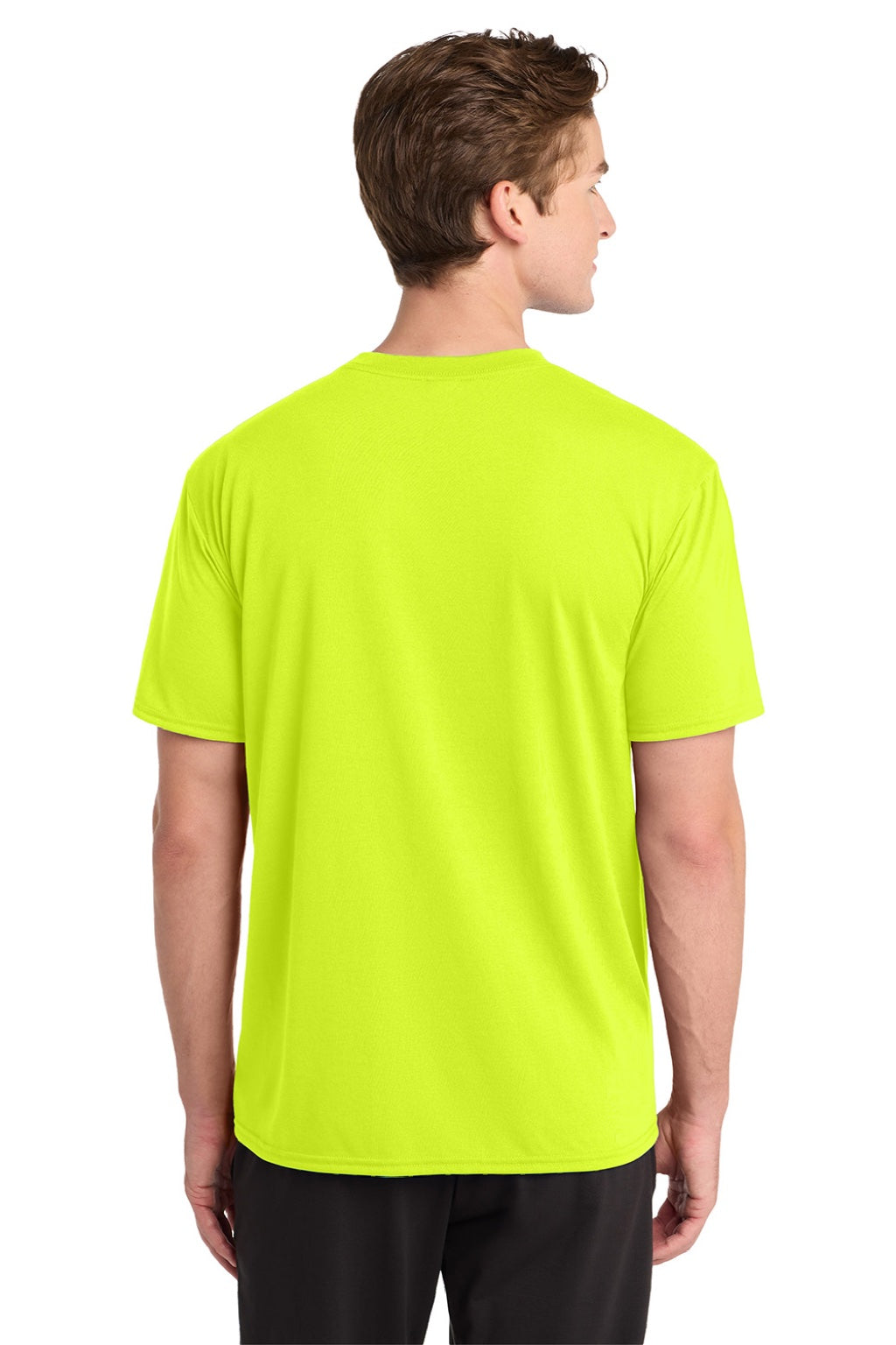 Gildan 42000 Mens Performance Jersey Moisture Wicking Short Sleeve Crewneck T-Shirt Safety Green Model Back