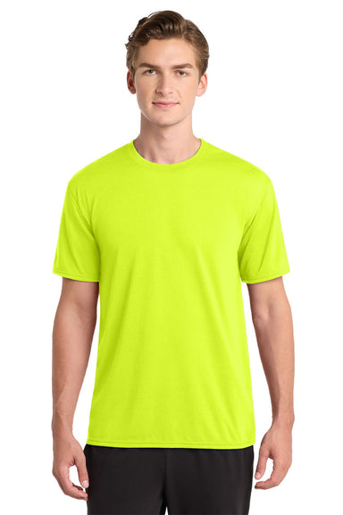 Gildan 42000 Mens Performance Jersey Moisture Wicking Short Sleeve Crewneck T-Shirt Safety Green Model Front