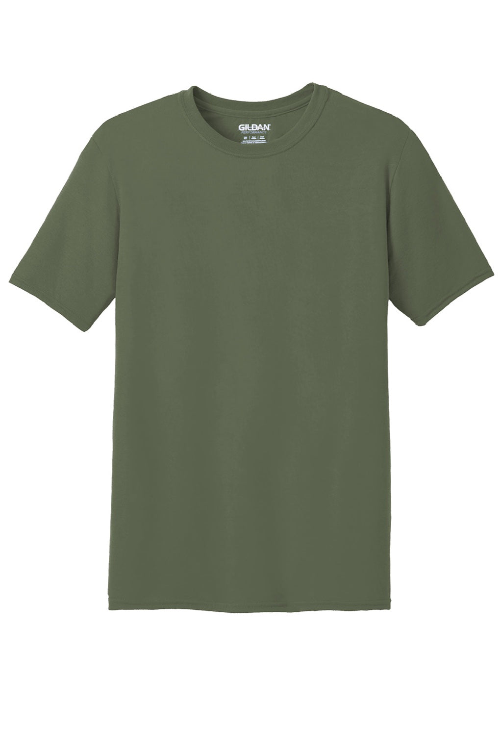 Gildan 42000 Mens Performance Jersey Moisture Wicking Short Sleeve Crewneck T-Shirt Military Green Flat Front