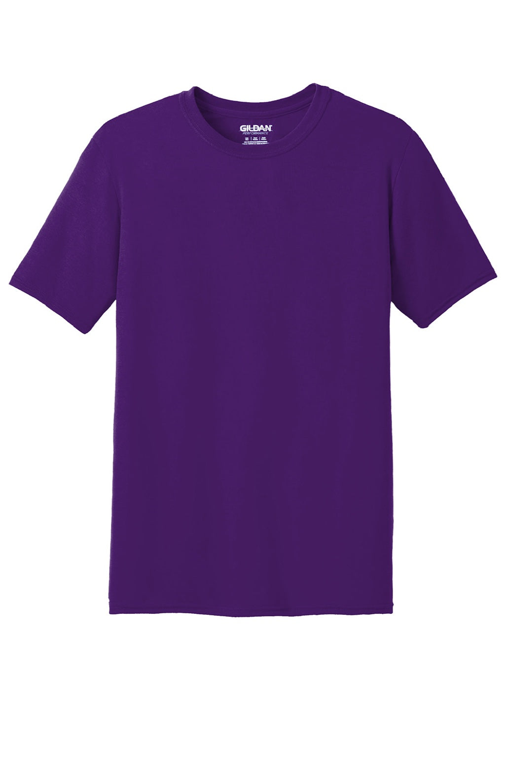 Gildan 42000 Mens Performance Jersey Moisture Wicking Short Sleeve Crewneck T-Shirt Purple Flat Front