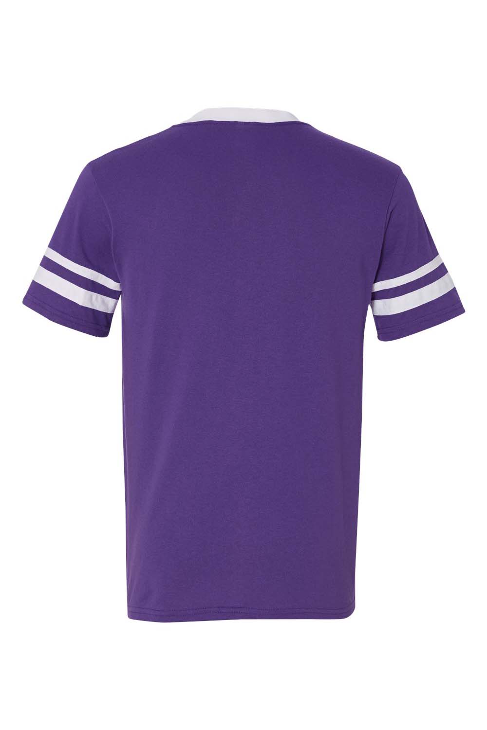 Augusta Sportswear 360 Mens Short Sleeve V-Neck T-Shirt Purple/White Model Flat Back
