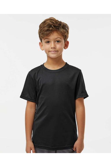 Augusta Sportswear 791 Youth Nexgen Moisture Wicking Short Sleeve Crewneck T-Shirt Black Model Front