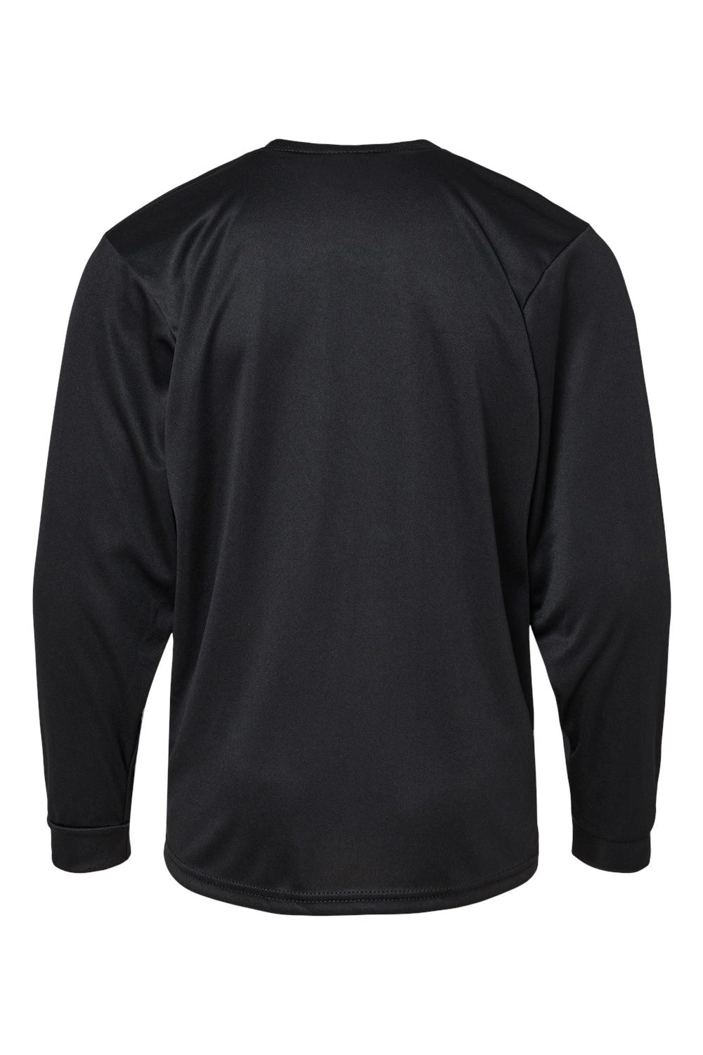 C2 Sport 5204 Youth Performance Moisture Wicking Long Sleeve Crewneck T-Shirt Black Flat Back